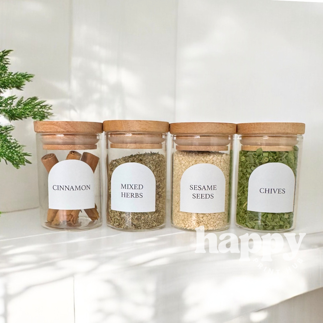 Pantry Labels | Arch 55mm x 55mm | Custom Peel + Stick